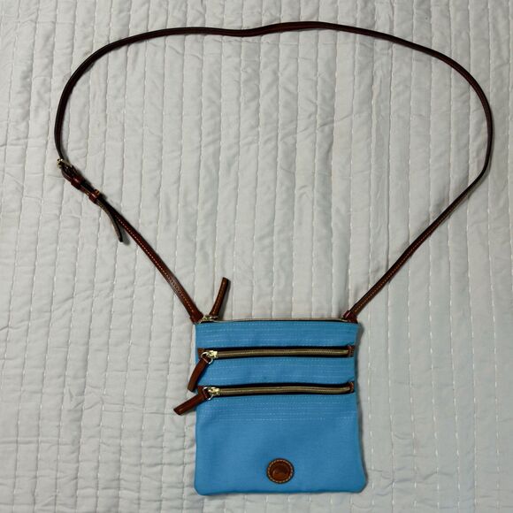 Dooney & Bourke Blue Nylon North South Triple Zip Women's Crossbody Purse - Picture 3 of 9
